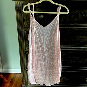Pink slip dress, v neck tie straps